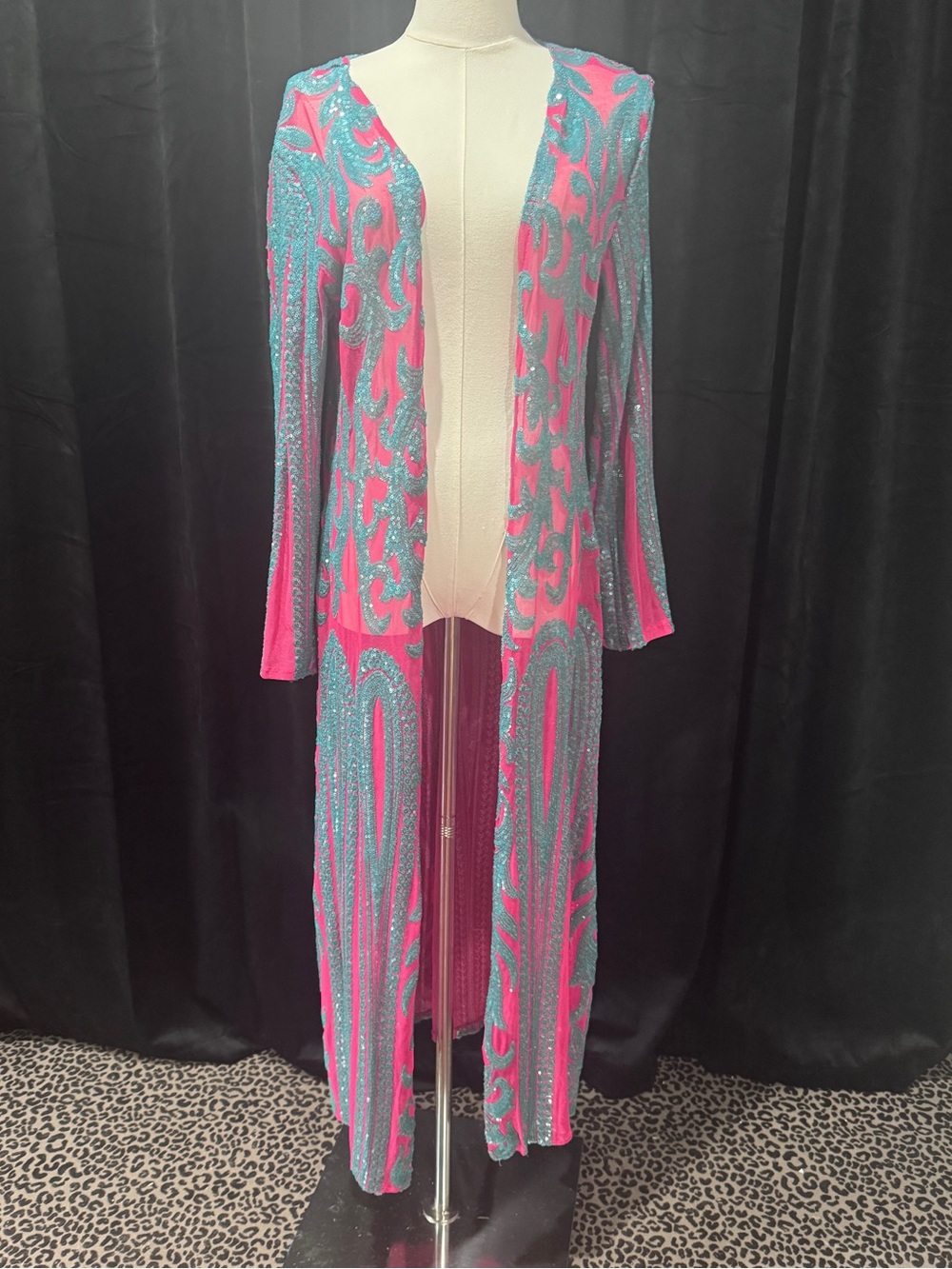 Southern Fried Chics Sequin Mesh Duster XS